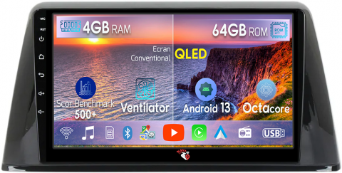 Peugeot - Navigatie dedicata Peugeot 308 2016+, 4GB RAM 64GB ROM, Octacore, Android 13, Display QLED 10", DSP, Carplay, Android Auto, Internet, Youtube, Waze, WIFI, Bluetooth