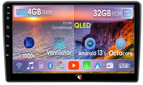 Peugeot - Navigatie dedicata Peugeot 405 2010-2019, 4GB RAM 32GB ROM, Octacore, Android 14, Display QLED 1K 9", DSP, Carplay&Android Auto, SIM 4G, Bluetooth, Ventilator Activ