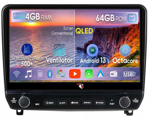 407 2004-2011 - Navigatie dedicata Peugeot 407 2004-2011 cu butoane rotative model 2024, 4 GB RAM 64 ROM, Quadcore, Android 13, Display QLED, 9", DSP, Carplay, Android Auto, Internet, Youtube , Waze , WI-FI