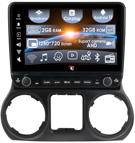 Wrangler 2011-2016 - Navigatie dedicata Wrangler 2011-2016 cu butoane rotative model 2024, 10 Inch, 2GB RAM 32GB ROM, Quadcore, Android 13, WiFi, Bluetooth, Magazin Play