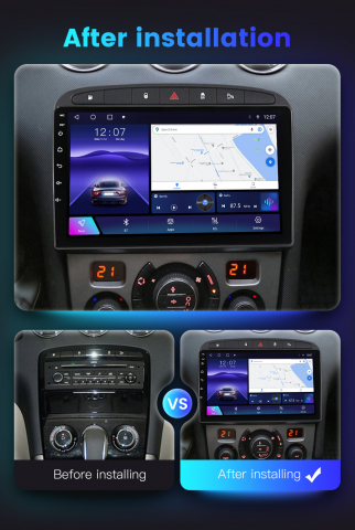 Navigatie dedicata Peugeot 408 Black, 4GB RAM 64GB ROM, Octacore, Android 13, Display QLED 9", DSP, Carplay, Android Auto, Internet, Youtube, Waze, WIFI, Bluetooth [4]