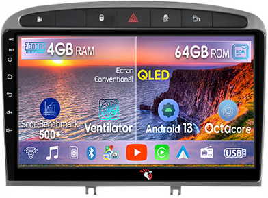 Peugeot 408 2008-2020 - Navigatie dedicata Peugeot 408 GRAY, 4GB RAM 64GB ROM, Octacore, Android 13, Display QLED 9", DSP, Carplay, Android Auto, Internet, Youtube, Waze, WIFI, Bluetooth