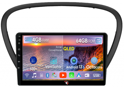 607 2004-2010 - Navigatie dedicata Peugeot 607 2004-2010, 4GB RAM 64GB ROM, Octacore, Android 13, Display QLED 9", DSP, Carplay, Android Auto, Internet, Youtube, Waze, WIFI, Bluetooth
