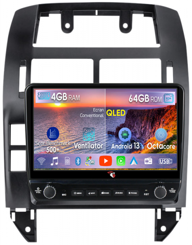 Polo Mk4 2004-2009 - Navigatie dedicata Polo Mk4 2004-2009 cu butoane rotative model 2024, 4 GB RAM 64 ROM, Quadcore, Android 13, Display QLED, 9", DSP, Carplay, Android Auto, Internet, Youtube , Waze , WI-FI
