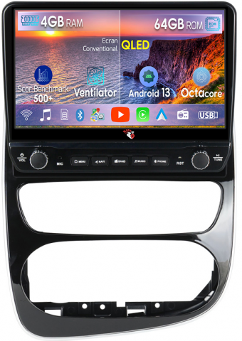 Clio 4 BH98 KH98 2012-2018 - Navigatie dedicata Renault Clio 4 BH98 KH98 2012-2018 cu butoane rotative model 2024, 4 GB RAM 64 ROM, Quadcore, Android 13, Display QLED, 10", DSP, Carplay, Android Auto, Internet, Youtube , W