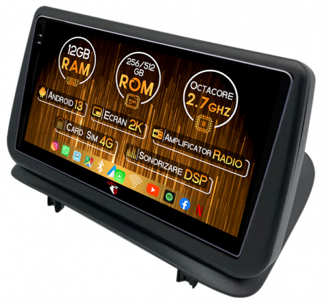 Navigatii Dedicate - Navigatie dedicata Renault Clio3 2006-2019, 12GB RAM 256GB ROM, Android 13, Rezolutie 2K, Display QLED, 9", DSP, Carplay, Android Auto, Internet, Youtube, Waze, Wi Fi, USB