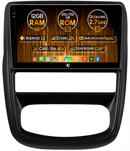 Duster 2010-2014 - Navigatie dedicata Renault Duster 2010-2015, 12GB RAM 256GB ROM, Android 13, Rezolutie 2K, Display QLED, 9", DSP, Carplay, Android Auto, Internet, Youtube, Waze, Wi Fi, USB