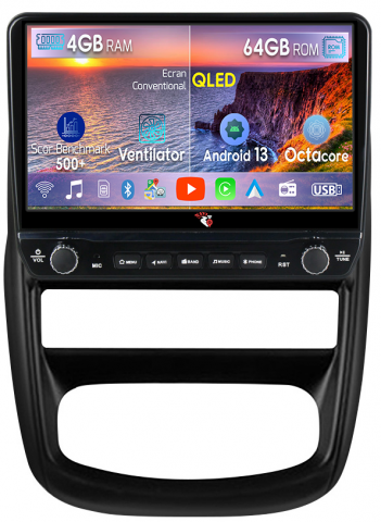 Duster 2010-2014 - Navigatie dedicata Renault Duster 2010-2015 cu butoane rotative model 2024, 4 GB RAM 64 ROM, Quadcore, Android 13, Display QLED, 9", DSP, Carplay, Android Auto, Internet, Youtube , Waze , WI-FI