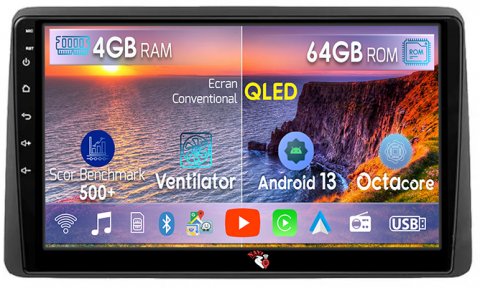Dacia Duster  2018-2022 - Navigatie dedicata Renault Duster Arkana 2019, Duster 2017-2022, 4 GB RAM 64 ROM, Android 13, Display QLED, 10", DSP, Carplay, Android Auto, Internet, Youtube , Waze , WI-FI , USB , B