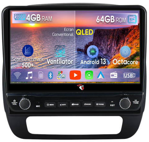 K-ZE 2015-2019 - Navigatie dedicata Renault K-ZE 2015-2019 cu butoane rotative model 2024, 4 GB RAM 64 ROM, Quadcore, Android 13, Display QLED, 10", DSP, Carplay, Android Auto, Internet, Youtube