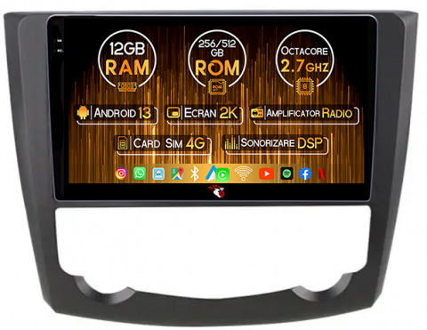 Kadjar 2015-2017 - Navigatie dedicata Renault Kadjar 2015-2017, 12GB RAM 256GB ROM, Android 13, Rezolutie 2K, Display QLED, 9", DSP, Carplay, Android Auto, Internet, Youtube, Waze, Wi Fi, USB