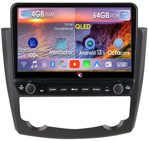 Kadjar 2015-2017 - Navigatie dedicata Renault Kadjar 2015-2017 cu butoane rotative model 2024, 4 GB RAM 64 ROM, Quadcore, Android 13, Display QLED, 9", DSP, Carplay, Android Auto, Internet, Youtube , Waze , WI-FI