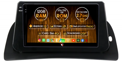 Kangoo 2015-2018 - Navigatie dedicata Renault Kangoo 2015-2018, 12GB RAM 256GB ROM, Android 13, Rezolutie 2K, Display QLED, 9", DSP, Carplay, Android Auto, Internet, Youtube, Waze, Wi Fi, USB