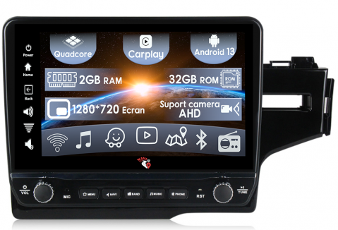 Honda - Navigatie dedicata Jazz Fit 2014-2015 cu butoane rotative model 2024, 9 Inch, 2GB RAM 32GB ROM, Quadcore, Android 13, WiFi, Bluetooth, Magazin Play