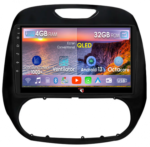 Kaptur 2016-2019 - Navigatie dedicata Renault Kaptur 2016-2019, 4 GB RAM 32 ROM, Android 13, Display QLED 1K, 9", DSP, Carplay, Android Auto, Internet, Youtube , Waze , WI-FI , USB , Bluetooth