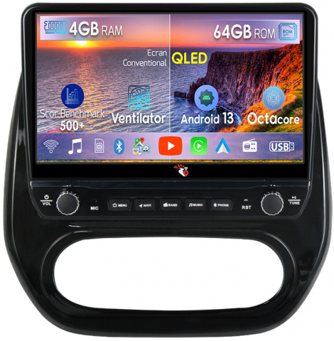 Kaptur 2016-2019 - Navigatie dedicata Renault Kaptur 2016-2019 cu butoane rotative model 2024, 4 GB RAM 64 ROM, Quadcore, Android 13, Display QLED, 9", DSP, Carplay, Android Auto, Internet, Youtube , Waze , WI-FI