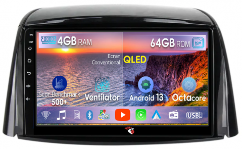 Koleos 2008-2016 - Navigatie dedicata Renault Koleos 2008-2016, 4GB RAM 64GB ROM, Octacore, Android 13, Display QLED 9", DSP, Carplay, Android Auto, Internet, Youtube, Waze, WIFI, Bluetooth