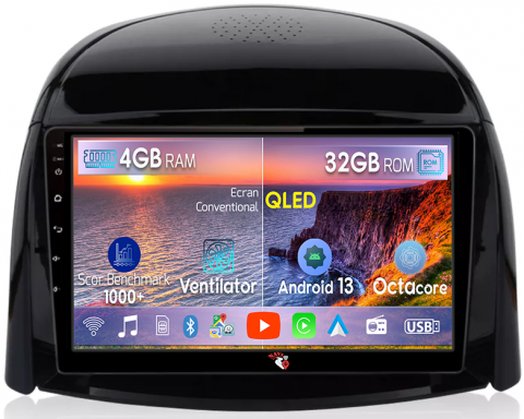 Koleos 2008-2016 - Navigatie dedicata Renault Koleos 2009-2016, 4GB RAM 32GB ROM, Octacore, Android 14, Display QLED 1K 9", DSP, Carplay&Android Auto, SIM 4G, Bluetooth, Ventilator Activ