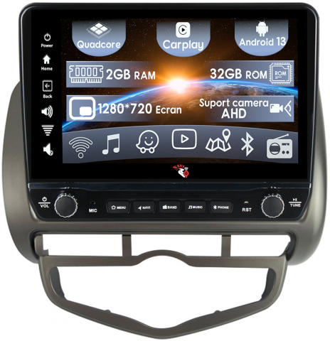 Honda - Navigatie dedicata Jazz City 2002-2007 cu butoane rotative model 2024, 9 Inch, 2GB RAM 32GB ROM, Quadcore, Android 13, WiFi, Bluetooth, Magazin Play