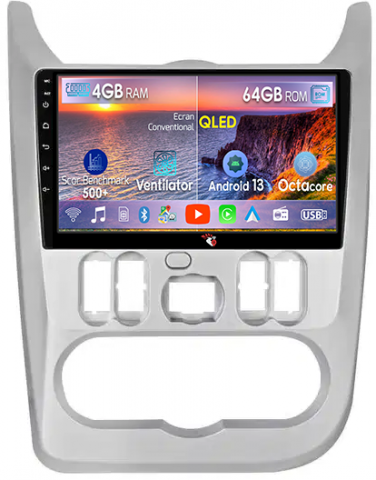 Logan 2009-2015 - Navigatie dedicata Renault Logan 2009-2015, 4GB RAM 64GB ROM, Octacore, Android 13, Display QLED 9", DSP, Carplay, Android Auto, Internet, Youtube, Waze, WIFI, Bluetooth