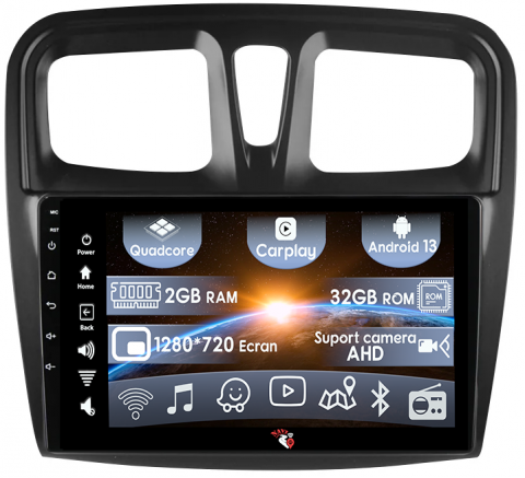 Logan 2014-2019 - (Resigilata) Navigatie dedicata Renault Logan 2014-2019, 2GB RAM 32GB ROM, Quad Core, Display 9" IPS Full HD, Carplay, Android 13, Bluetooth, Magazin Play, Suport camere AHD