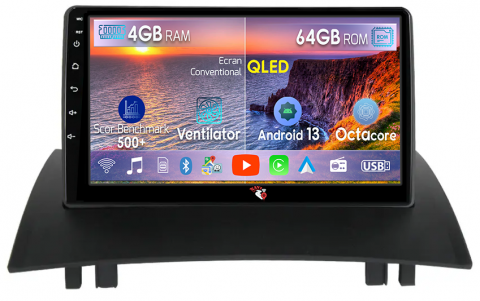 Megane 2 2002-2009 - Navigatie dedicata Renault Megane 2 2002-2009, 4GB RAM 64GB ROM, Octacore, Android 13, Display QLED 9", DSP, Carplay, Android Auto, Internet, Youtube, Waze, WIFI, Bluetooth