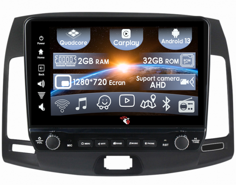 Hyundai - Navigatie dedicata Elantra 2006-2011 cu butoane rotative model 2024, 9 Inch, 2GB RAM 32GB ROM, Quadcore, Android 13, WiFi, Bluetooth, Magazin Play