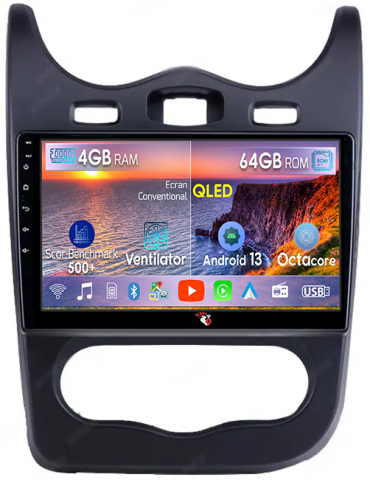 Sandero 2013-2014 - Navigatie dedicata Renault Sandero 2013-2014, 4GB RAM 64GB ROM, Octacore, Android 13, Display QLED 10", DSP, Carplay, Android Auto, Internet, Youtube, Waze, WIFI, Bluetooth