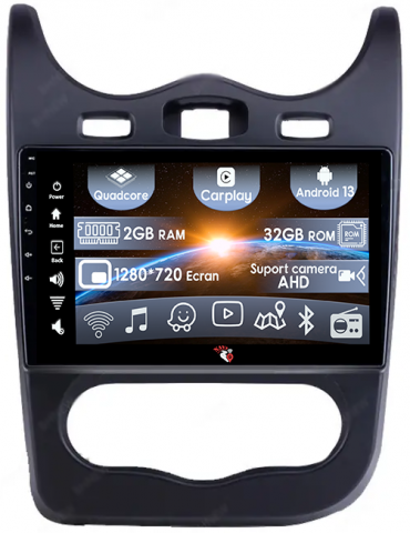 Sandero 2013-2014 - (Resigilata) Navigatie dedicata Renault Sandero 2013-2014, 2GB RAM 32GB ROM, Quad Core, Display 9" IPS Full HD, Carplay, Android 13, Bluetooth, Magazin Play, Suport camere AHD