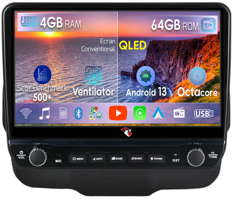Renegade 2014-2018 - Navigatie dedicata Renegade 2014-2018 cu butoane rotative model 2024, 4 GB RAM 64 ROM, Quadcore, Android 13, Display QLED, 9", DSP, Carplay, Android Auto, Internet, Youtube , Waze , WI-FI