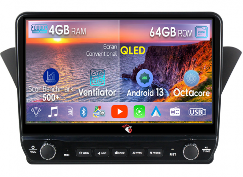 Hyundai - Navigatie dedicata Rohens Coupe 2012 cu butoane rotative model 2024, 4 GB RAM 64 ROM, Quadcore, Android 13, Display QLED, 9", DSP, Carplay, Android Auto, Internet, Youtube , Waze , WI-FI