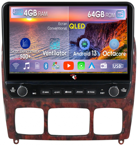 Mercedes-Benz - Navigatie dedicata S Class 1998-2005 cu butoane rotative model 2024, 4 GB RAM 64 ROM, Quadcore, Android 13, Display QLED, 10", DSP, Carplay, Android Auto, Internet, Youtube , Waze , WI-FI