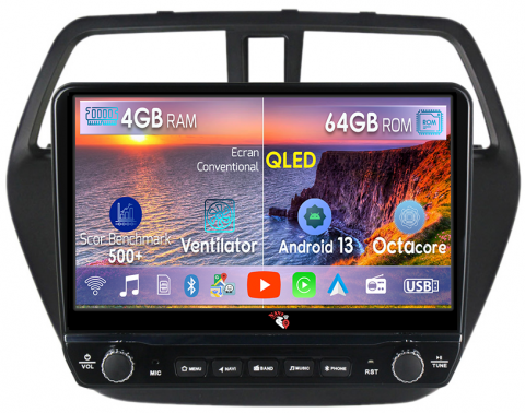 SX4 2006-2014 - Navigatie dedicata S-cross 2012-2016 cu butoane rotative model 2024, 4 GB RAM 64 ROM, Quadcore, Android 13, Display QLED, 9", DSP, Carplay, Android Auto, Internet, Youtube , Waze , WI-FI