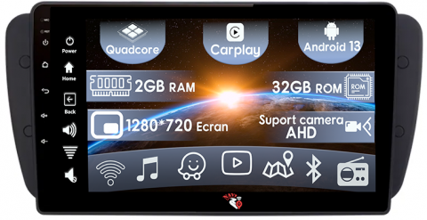 Seat - (Resigilata) Navigatie dedicata Seat Ibiza 2009-2013, 2GB RAM 32GB ROM, Quad Core, Display 9" IPS Full HD, Carplay, Android 13, Bluetooth, Magazin Play, Suport camere AHD