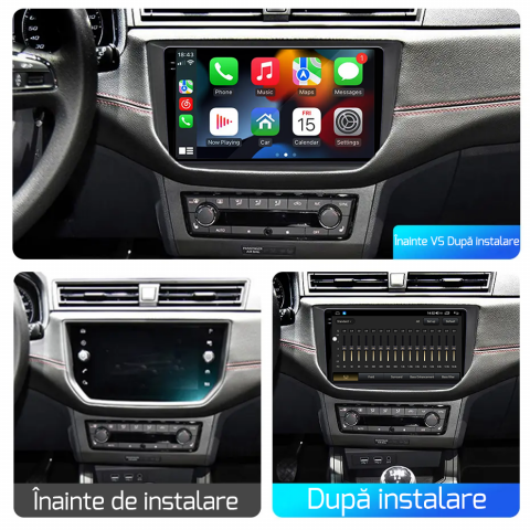 Navigatie dedicata Seat Ibiza 2017-2022, 12GB RAM 256GB ROM, Android 13, Rezolutie 2K, Display QLED, 9", DSP, Carplay, Android Auto, Internet, Youtube, Waze, Wi Fi, USB [3]