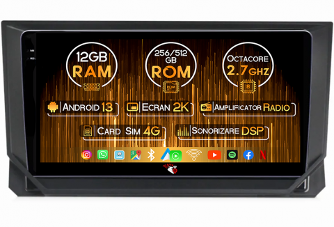Seat - Navigatie dedicata Seat Ibiza 2017-2022, 12GB RAM 256GB ROM, Android 13, Rezolutie 2K, Display QLED, 9", DSP, Carplay, Android Auto, Internet, Youtube, Waze, Wi Fi, USB