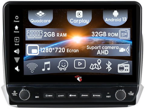 Peugeot - Navigatie dedicata Peugeot 2008 2013-2020 cu butoane rotative model 2024, 10 Inch, 2GB RAM 32GB ROM, Quadcore, Android 13, WiFi, Bluetooth, Magazin Play