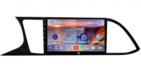 Leon 2012-2018 - Navigatie dedicata Seat Leon 2012-2018, 4GB RAM 64GB ROM, Octacore, Android 13, Display QLED 9", DSP, Carplay, Android Auto, Internet, Youtube, Waze, WIFI, Bluetooth