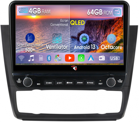 BMW - Navigatie dedicata Seria 1 2008-2012 (AB) cu butoane rotative model 2024, 4 GB RAM 64 ROM, Quadcore, Android 13, Display QLED, 10", DSP, Carplay, Android Auto, Internet, Youtube , Waze , WI-FI