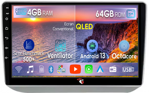 Skoda - Navigatie dedicata Skoda Fabia 2007-2014, 4GB RAM 64GB ROM, Octacore, Android 13, Display QLED 10", DSP, Carplay, Android Auto, Internet, Youtube, Waze, WIFI, Bluetooth