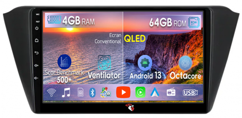 Fabia 2015 - Navigatie dedicata Skoda Fabia 2015, 4GB RAM 64GB ROM, Octacore, Android 13, Display QLED 9", DSP, Carplay, Android Auto, Internet, Youtube, Waze, WIFI, Bluetooth