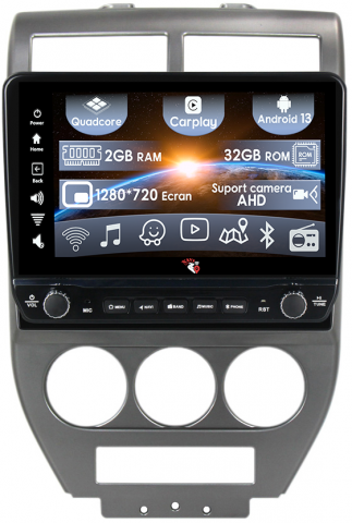 Compass 2007-2009 - Navigatie dedicata Compass 2007-2009 cu butoane rotative model 2024, 10 Inch, 2GB RAM 32GB ROM, Quadcore, Android 13, WiFi, Bluetooth, Magazin Play