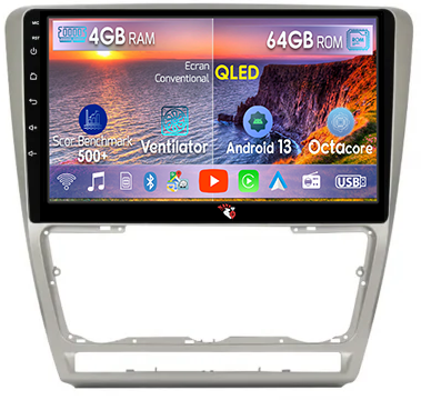Octavia 2 (2004-2013) - Navigatie dedicata Skoda Octavia 2 ( 2004-2013 ), Facelift 2009-2013, 4GB RAM 64GB ROM, Octacore, Android 13, Display QLED 10", DSP, Carplay, Android Auto, Internet, Youtube, Waze, WI