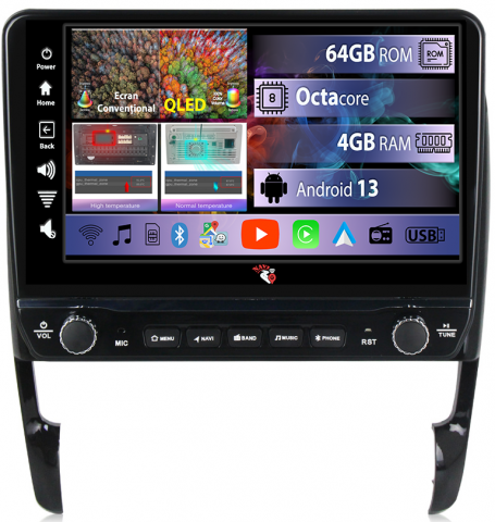 Porsche - Navigatie dedicata Cayenne 2002-2010 cu butoane rotative model 2024, 4 GB RAM 64 ROM, Quadcore, Android 13, Display QLED, 9", DSP, Carplay, Android Auto, Internet, Youtube , Waze , WI-FI