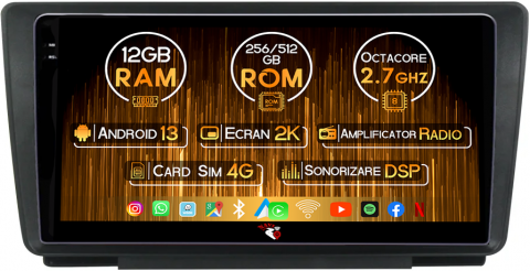 Skoda - Navigatie dedicata Skoda Octavia 2008-2013, 12GB RAM 256GB ROM, Android 13, Rezolutie 2K, Display QLED, 9", DSP, Carplay, Android Auto, Internet, Youtube, Waze, Wi Fi, USB