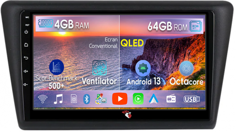 Seat - Navigatie dedicata Skoda Rapid 2013-2017, 4GB RAM 64GB ROM, Octacore, Android 13, Display QLED 9", DSP, Carplay, Android Auto, Internet, Youtube, Waze, WIFI, Bluetooth