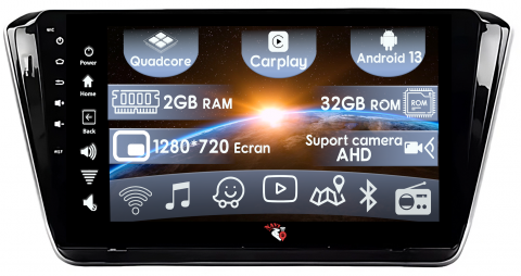 Rapid (2013-2018) - (Resigilata) Navigatie dedicata Skoda Rapid 2013-2018, 2GB RAM 32GB ROM, Quad Core, Display 10" IPS Full HD, Carplay, Android 13, Bluetooth, Magazin Play, Suport camere AHD