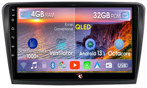 Skoda - Navigatie dedicata Skoda Superb 2008-2015, 4 GB RAM 32 ROM, Android 13, Display QLED 1K, 10", DSP, Carplay, Android Auto, Internet, Youtube , Waze , WI-FI , USB , Bluetooth