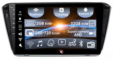 Skoda - (Resigilata) Navigatie dedicata Skoda Superb 3 ( 2015 - 2019 ), 2GB RAM 32GB ROM, Quad Core, Display 10.1" IPS Full HD, Carplay, Android 13, Bluetooth, Magazin Play, Suport camere AHD