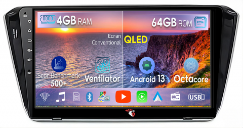 Skoda - Navigatie dedicata Skoda Superb 3 ( 2015 - 2019 ), 4GB RAM 64GB ROM, Octacore, Android 13, Display QLED 10.1", DSP, Carplay, Android Auto, Internet, Youtube, Waze, WIFI, Bluetooth